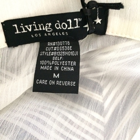 Living Doll Sheer Ivory Women Polo Top M - Picture 8 of 8